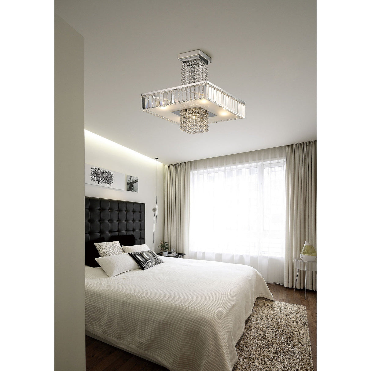 Ophelia 5 Light Crystal Semi-Flush Ceiling Light - Polished Chrome