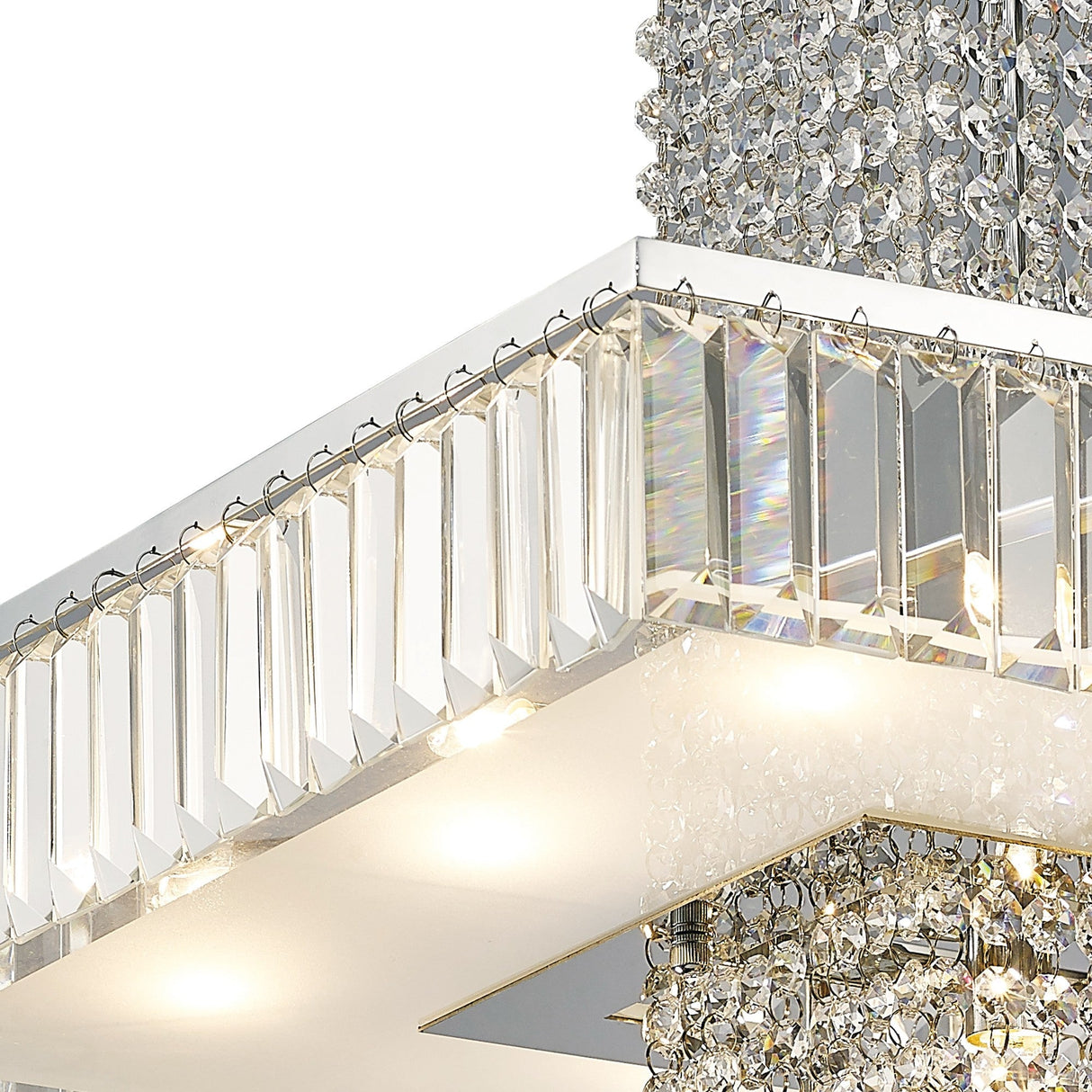 Ophelia 9 Light Crystal Semi-Flush Ceiling Light - Polished Chrome
