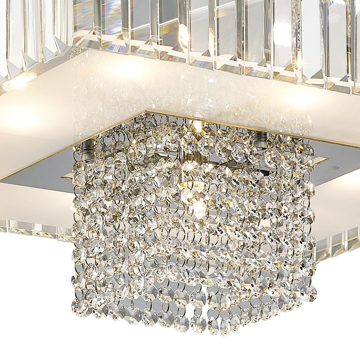 Ophelia 9 Light Crystal Semi-Flush Ceiling Light - Polished Chrome