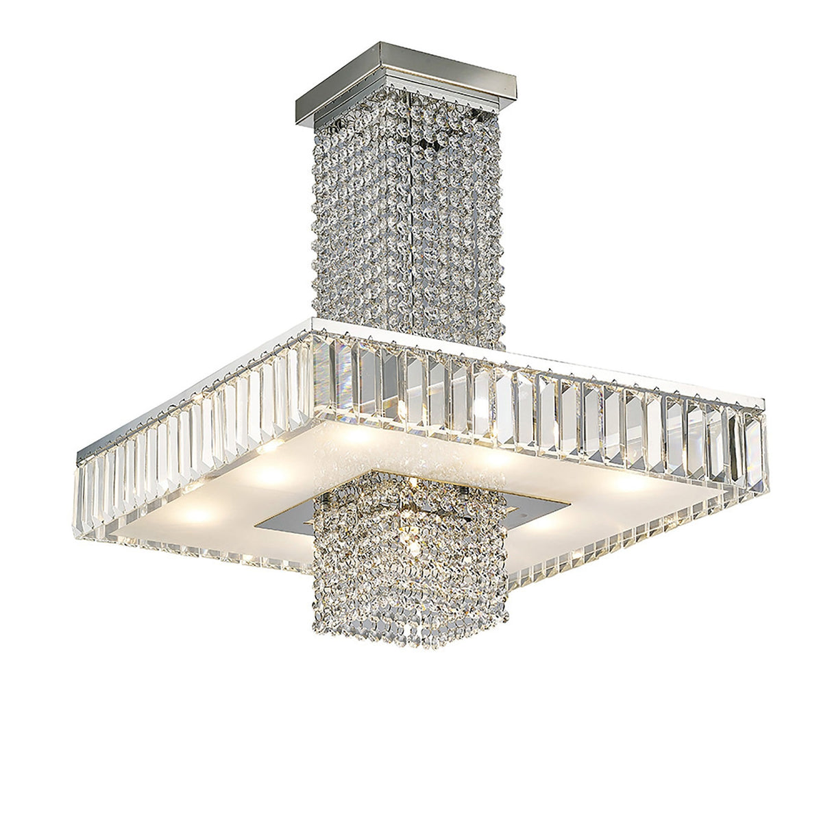 Ophelia 9 Light Crystal Semi-Flush Ceiling Light - Polished Chrome