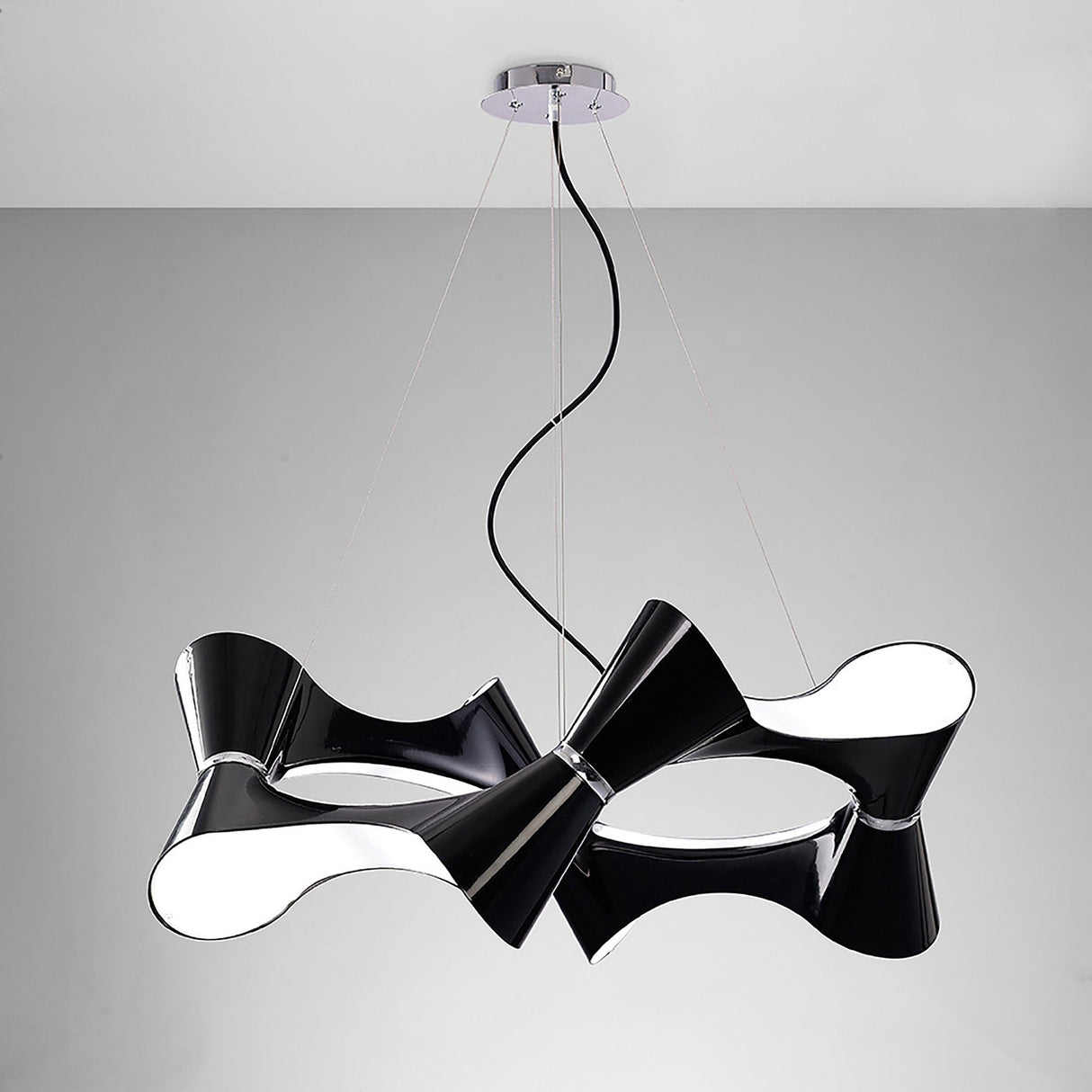 Ora 80cm LED Suspension Light - Gloss Black & Chrome
