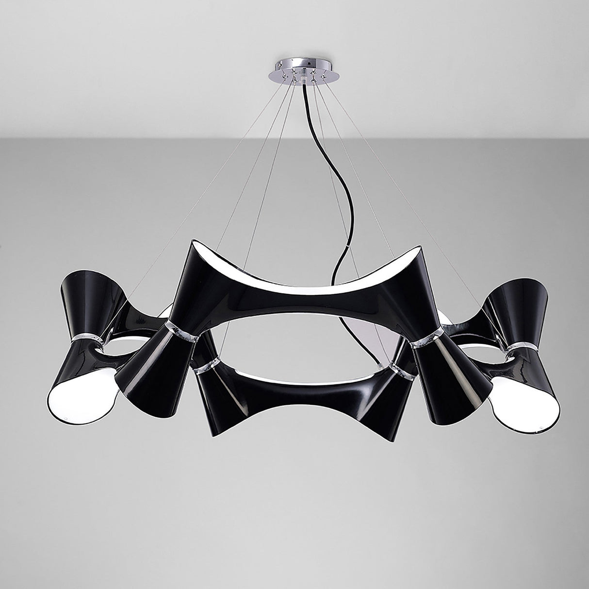 Ora 105cm LED Suspension Light - Gloss Black & Chrome