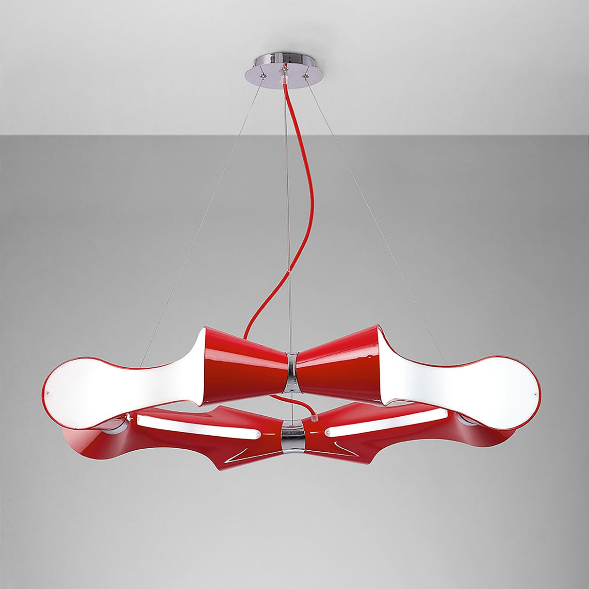 Ora 90cm LED Suspension Light - Gloss Red & Chrome