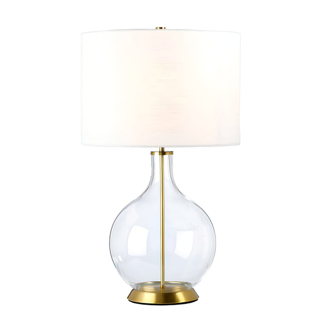 Orb 1 Light Table Lamp (Complete with White Shade) - Aged Brass with White Shade
