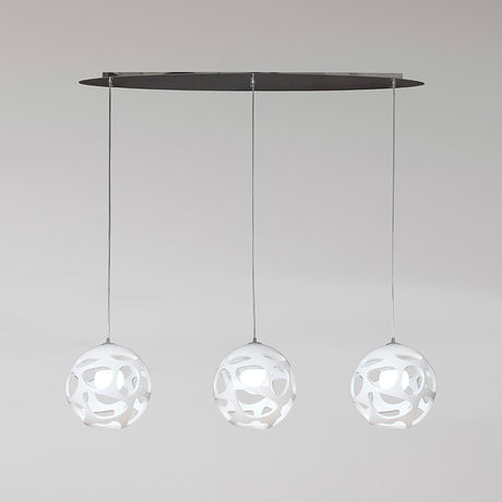 Organica 3 Light Bar Pendant Light - Gloss White & Polished Chrome