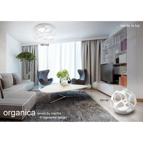 Organica 3 Light Table Lamp - Gloss White With Polished Chrome