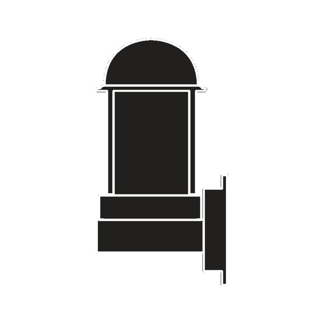 Tambour Cast Aluminium Outdoor Wall Lantern in black, a domed cylindrical light on a cast wall bracket, shown as a silhouette on a plain white background.