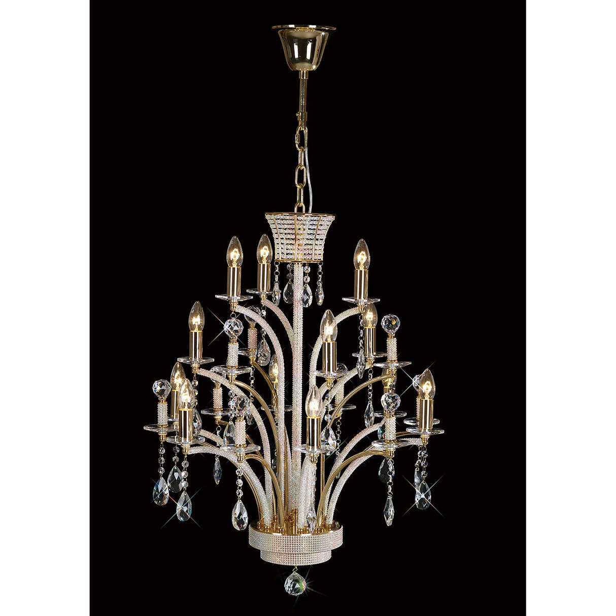 Orlando 12 Light Crystal Chandelier - French Gold
