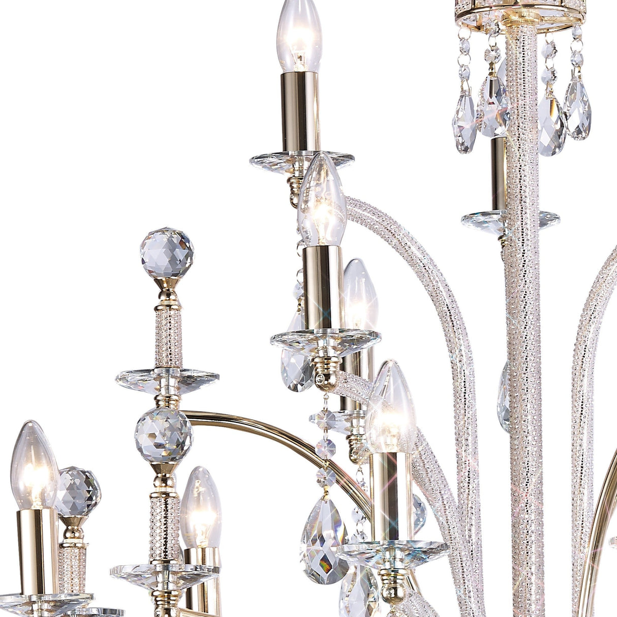 Orlando 80cm Large 12 Light Crystal Chandelier - French Gold