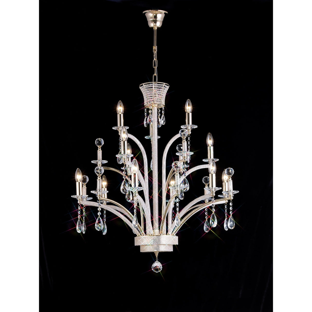 Orlando 80cm Large 12 Light Crystal Chandelier - French Gold