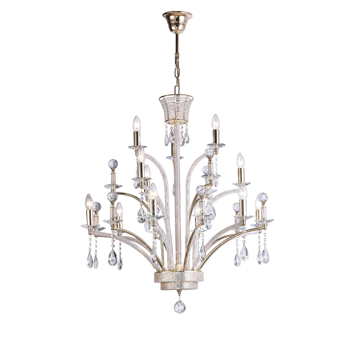 Orlando 80cm Large 12 Light Crystal Chandelier - French Gold