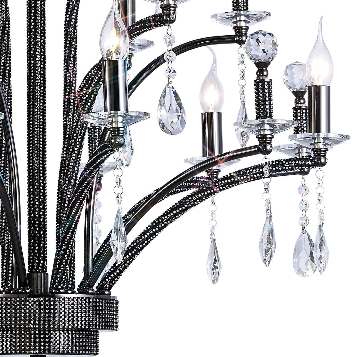 Orlando 80cm Large 12 Light Chandelier - Black Chrome