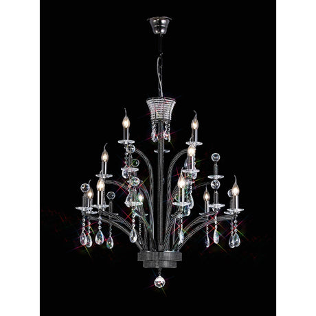 Orlando 80cm Large 12 Light Chandelier - Black Chrome