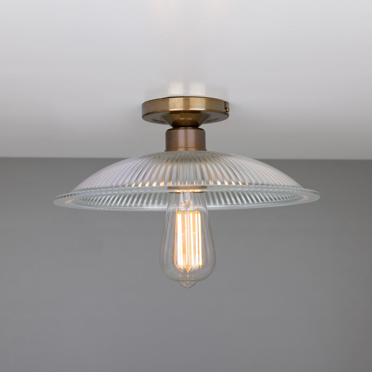 Ormelo Ribbed Glass Flush Ceiling Light