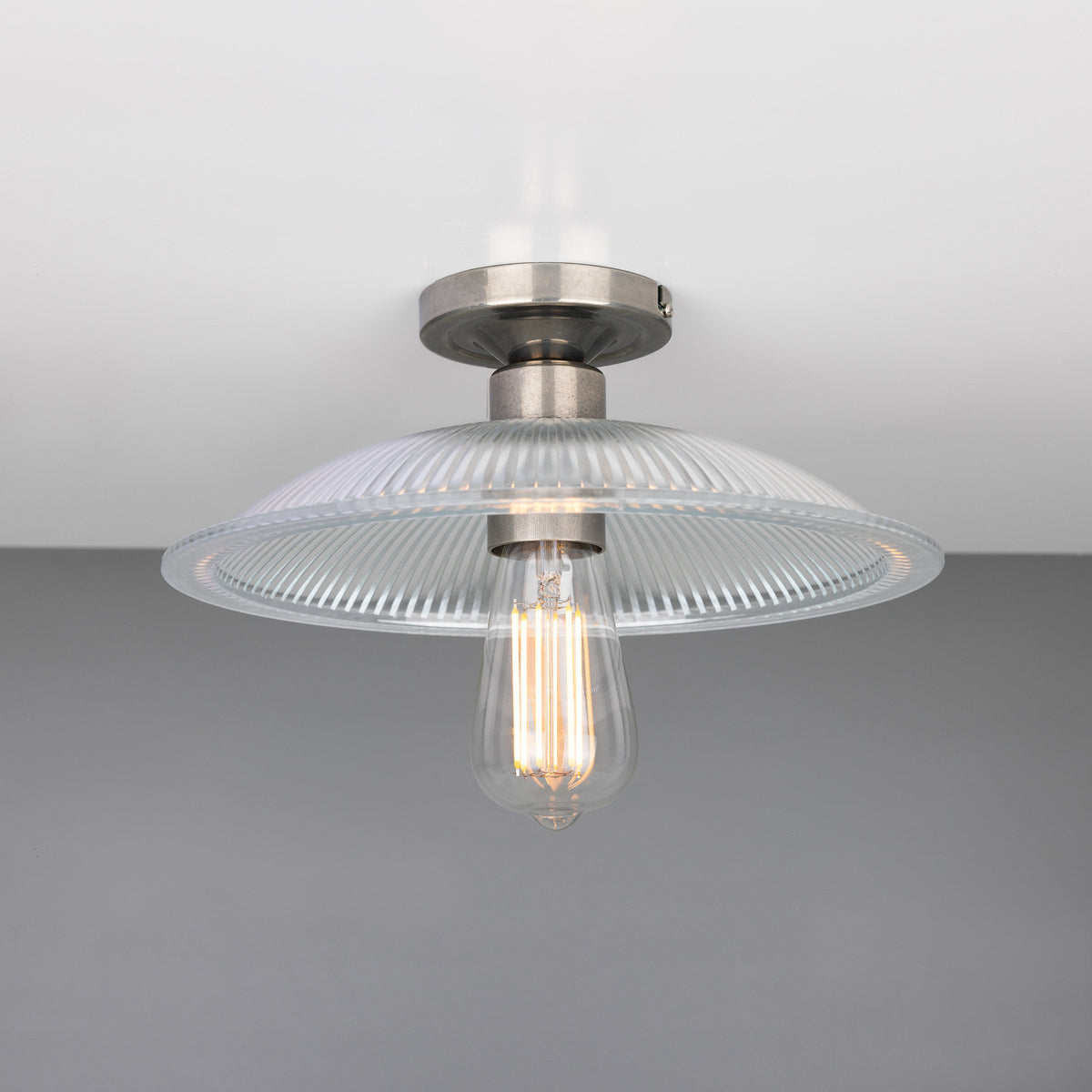 Ormelo Ribbed Glass Flush Ceiling Light