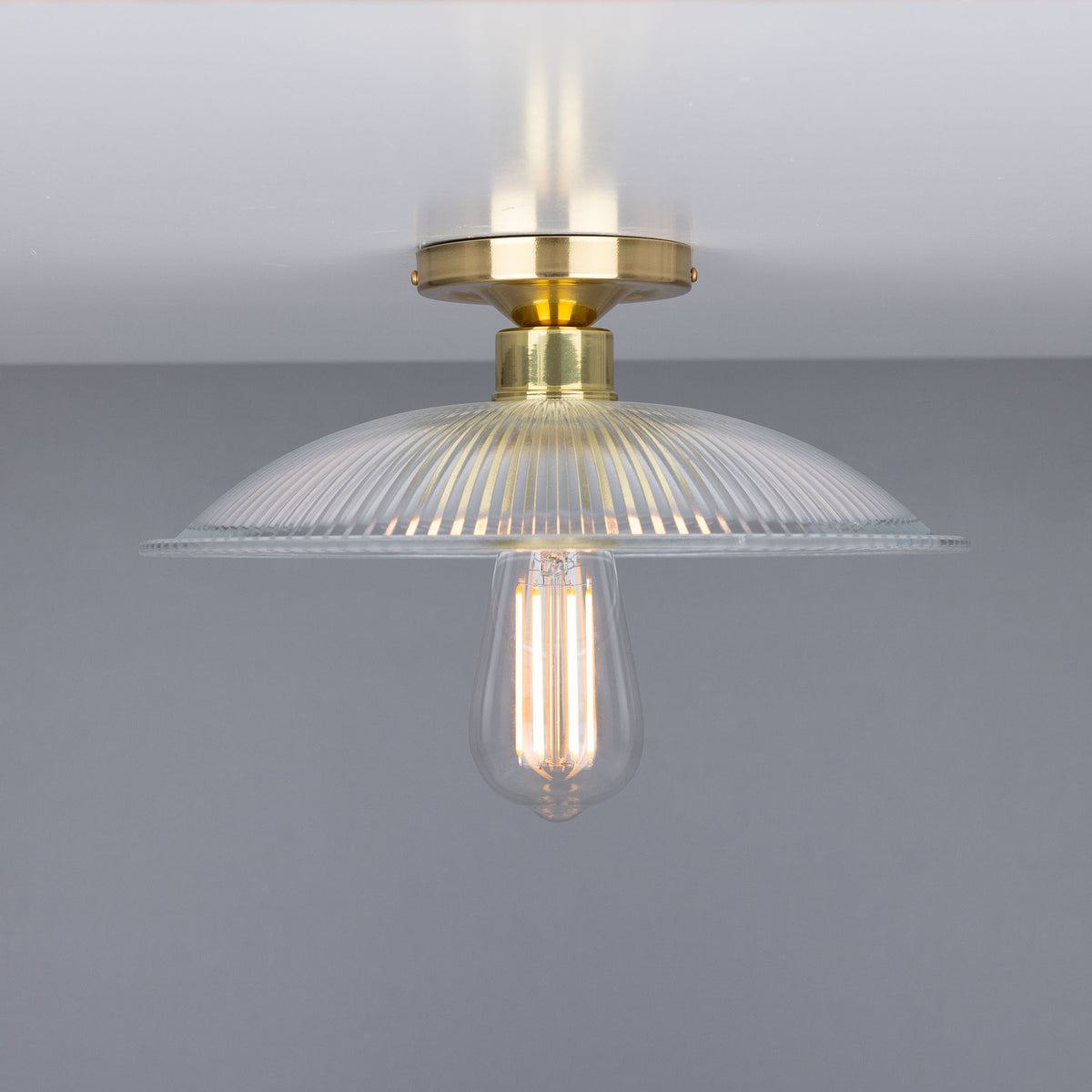 Ormelo Ribbed Glass Flush Ceiling Light