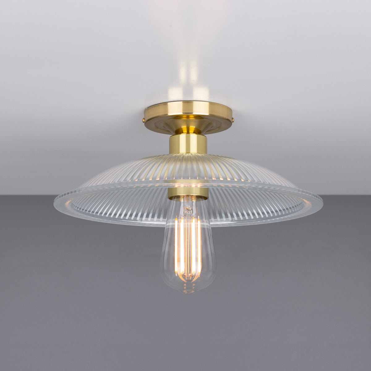 Ormelo Ribbed Glass Flush Ceiling Light