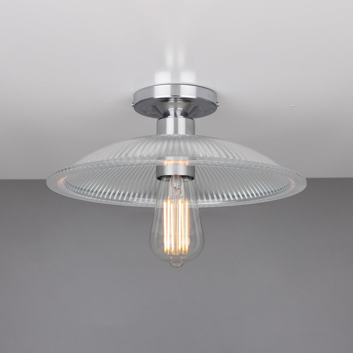 Ormelo Ribbed Glass Flush Ceiling Light