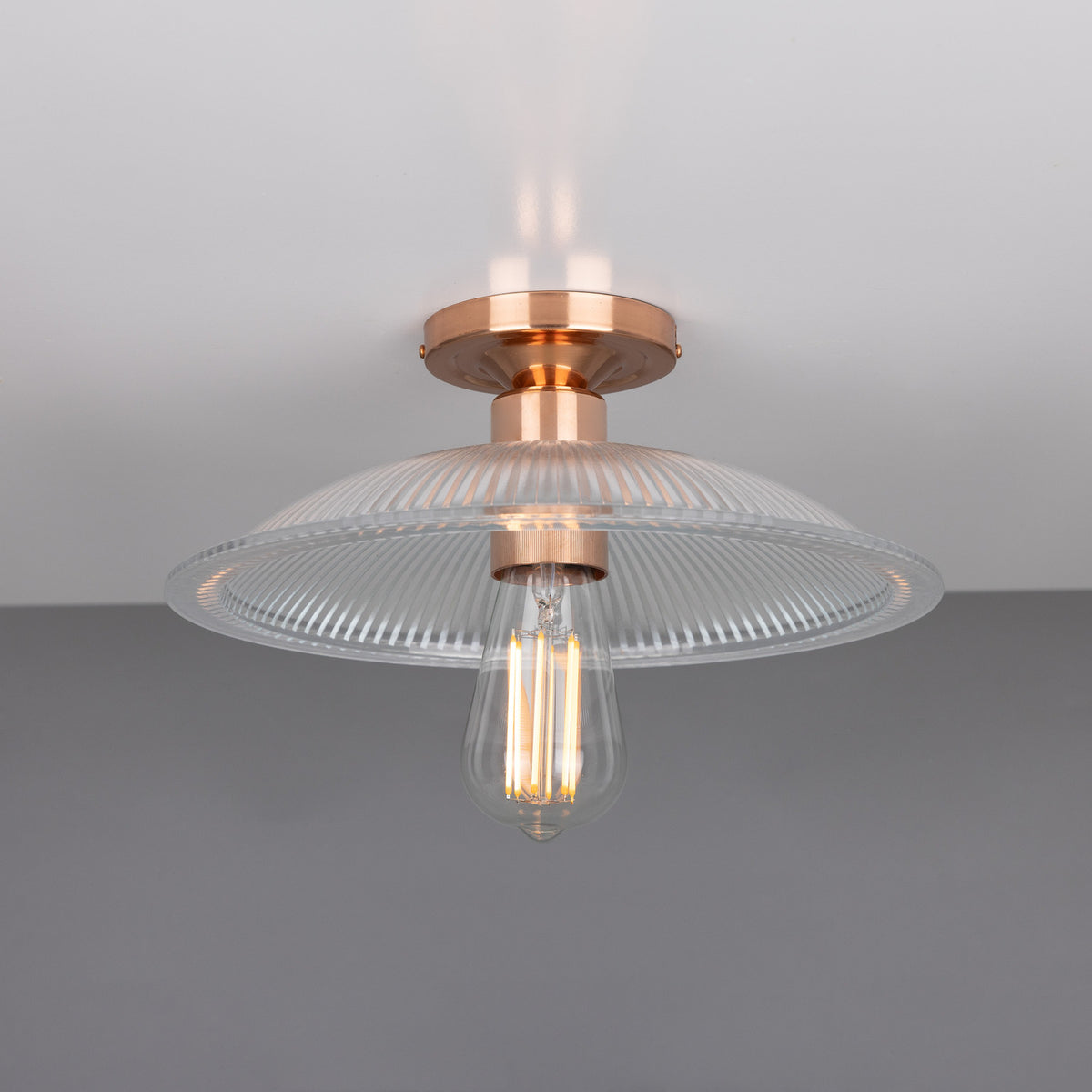 Ormelo Ribbed Glass Flush Ceiling Light