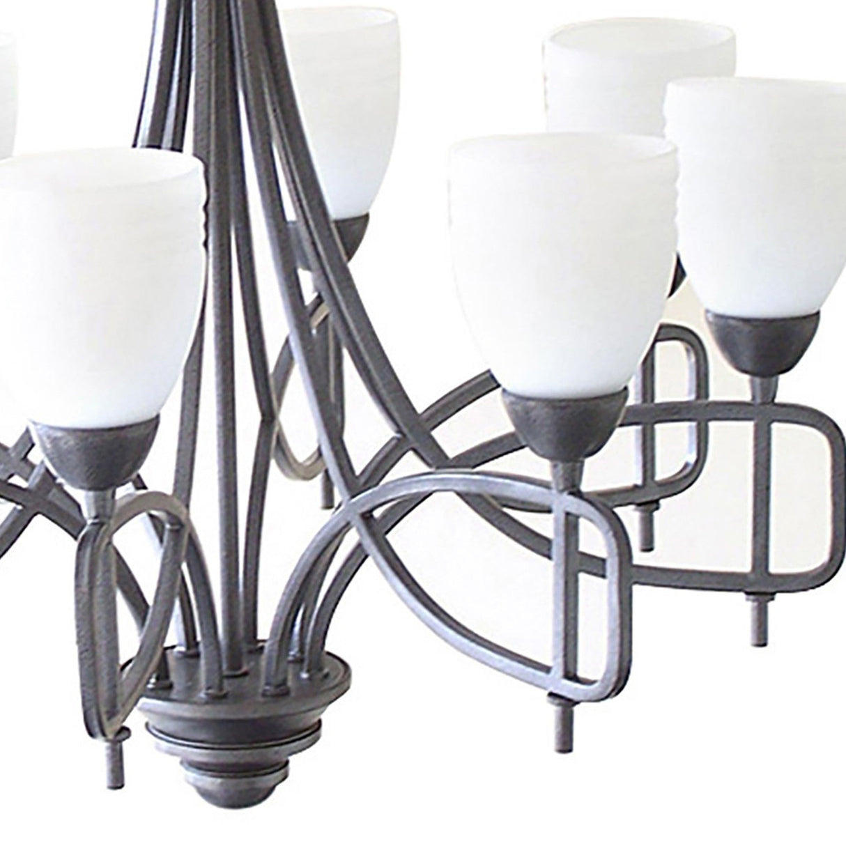 Ortona 60cm 8 Light Opal Glass Chandelier - Russet Brown