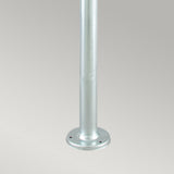 The Oslo 2 Light Lamp Post - Silver features a metal pole with a circular base, constructed from galvanized steel for enhanced durability and designed specifically for mounting. It is ideal for outdoor lighting, boasting an IP55 rating. The background is a simple, light gray.