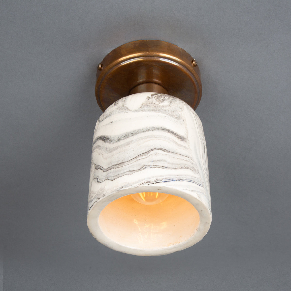 Osier Ceramic Flush Ceiling Light - Marbled