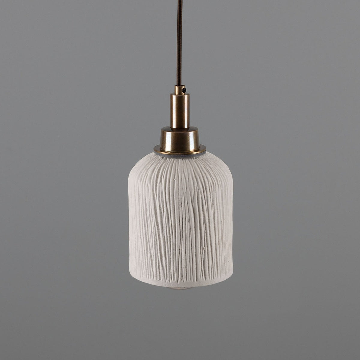Osier Ceramic Pendant Light IP44 - Matt White Striped