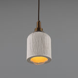 Osier Ceramic Pendant Light IP44 - Matt White Striped