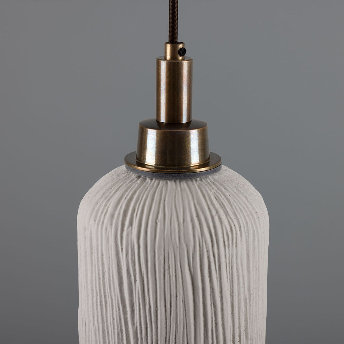 Osier Ceramic Pendant Light IP44 - Matt White Striped