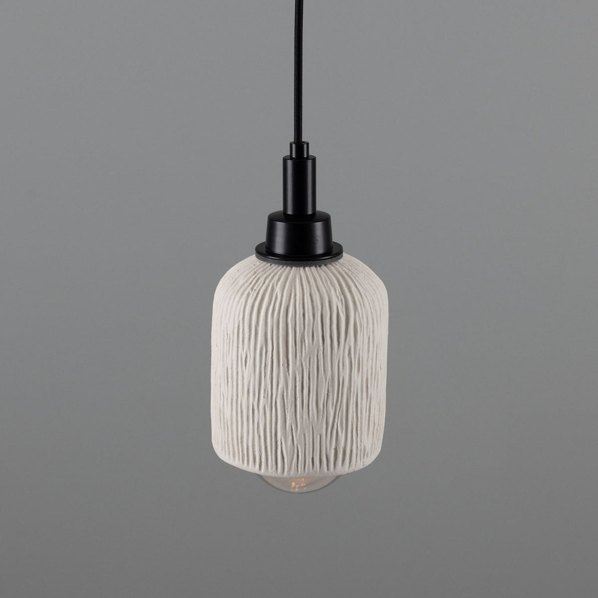Osier Ceramic Pendant Light IP44 - Matt White Striped