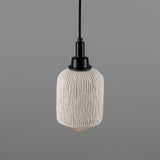 Osier Ceramic Pendant Light IP44 - Matt White Striped