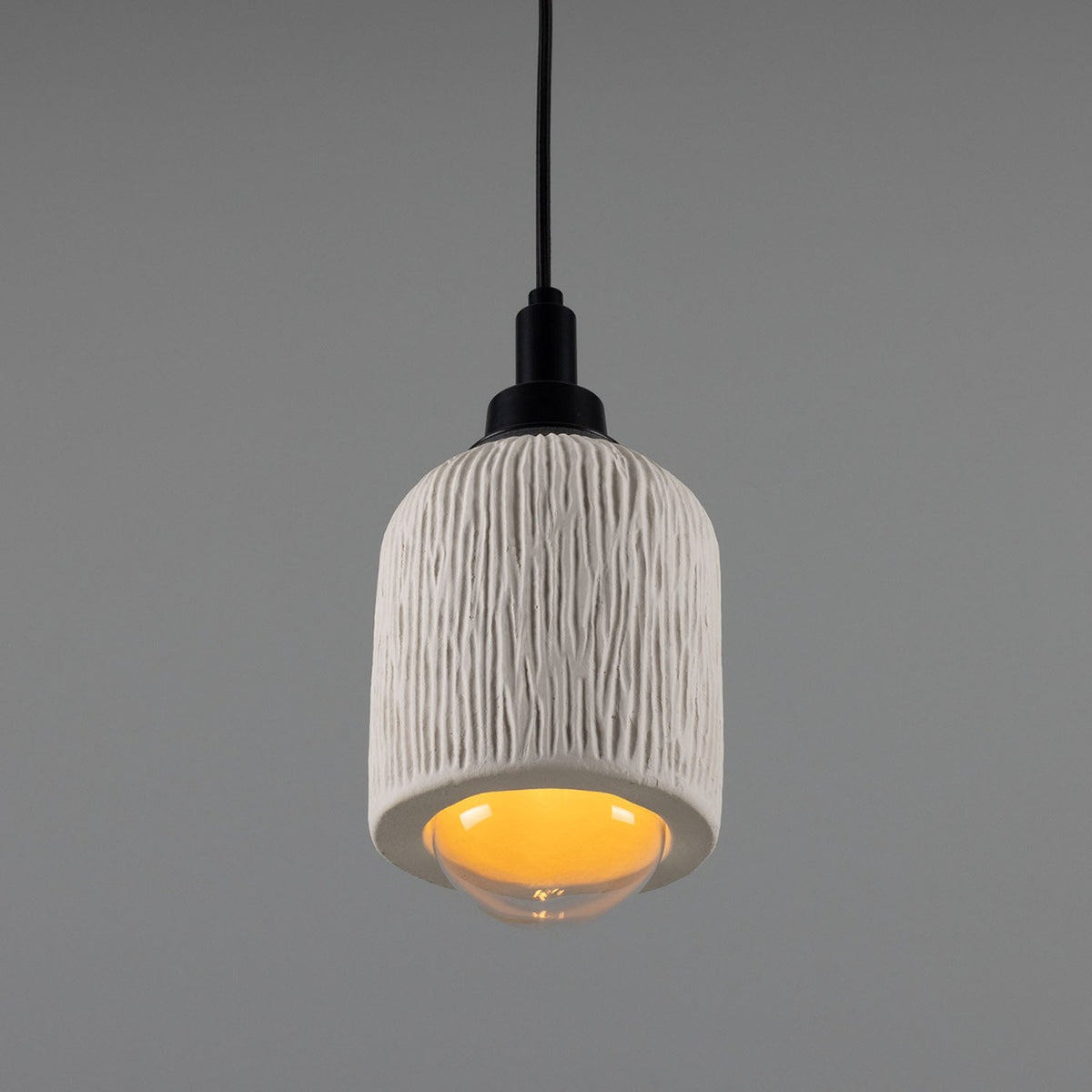 Osier Ceramic Pendant Light IP44 - Matt White Striped