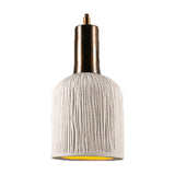 Osier Ceramic Pendant Light - Matt White Striped