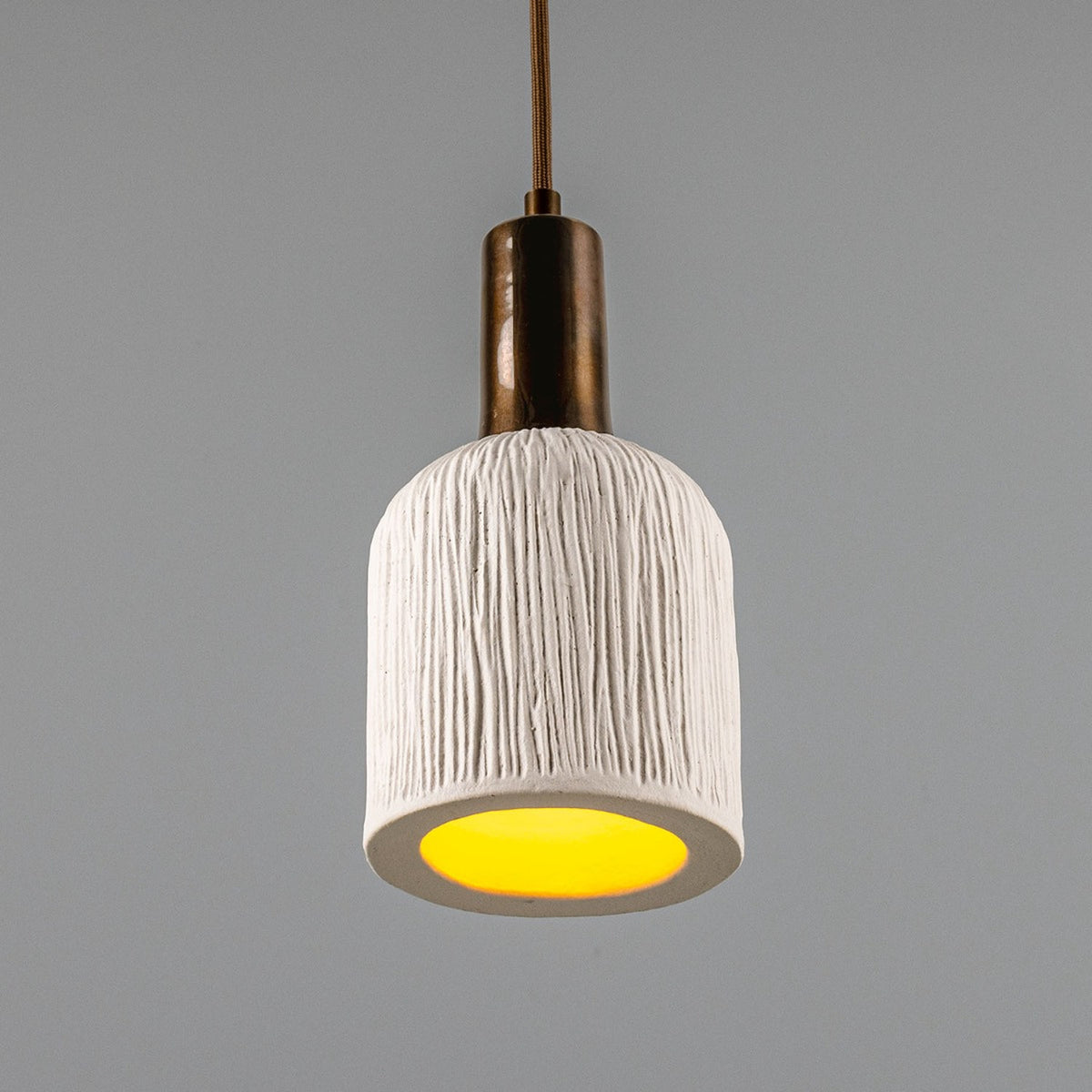 Osier Ceramic Pendant Light - Matt White Striped