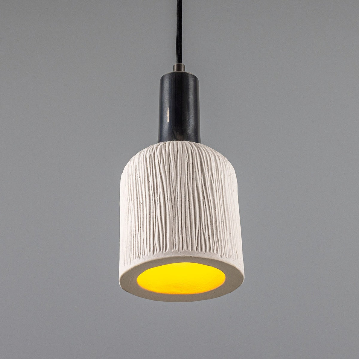 Osier Ceramic Pendant Light - Matt White Striped