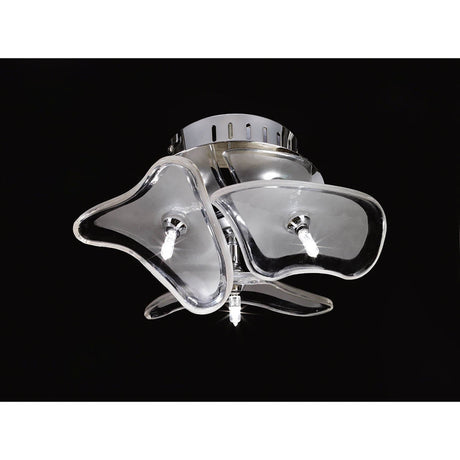 Otto 3 Light  Glass Wall/Ceiling Light - Chrome