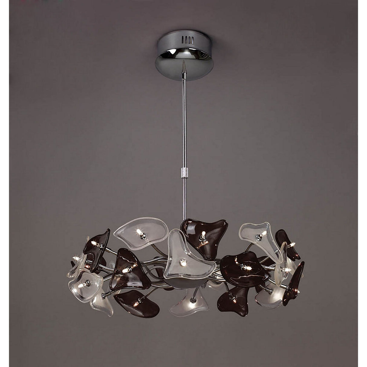 Otto 65cm Ring 24 Light Glass Chandelier - Chrome & Black