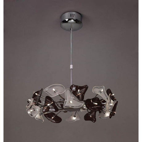 Otto 65cm Ring 24 Light Glass Chandelier - Chrome & Black