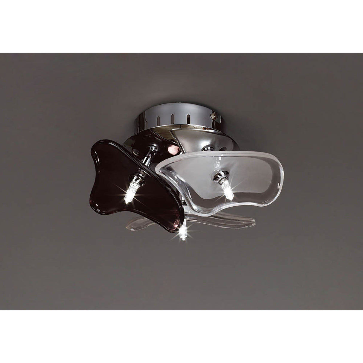 Otto 3 Light Glass Wall/Ceiling Light - Chrome/Black