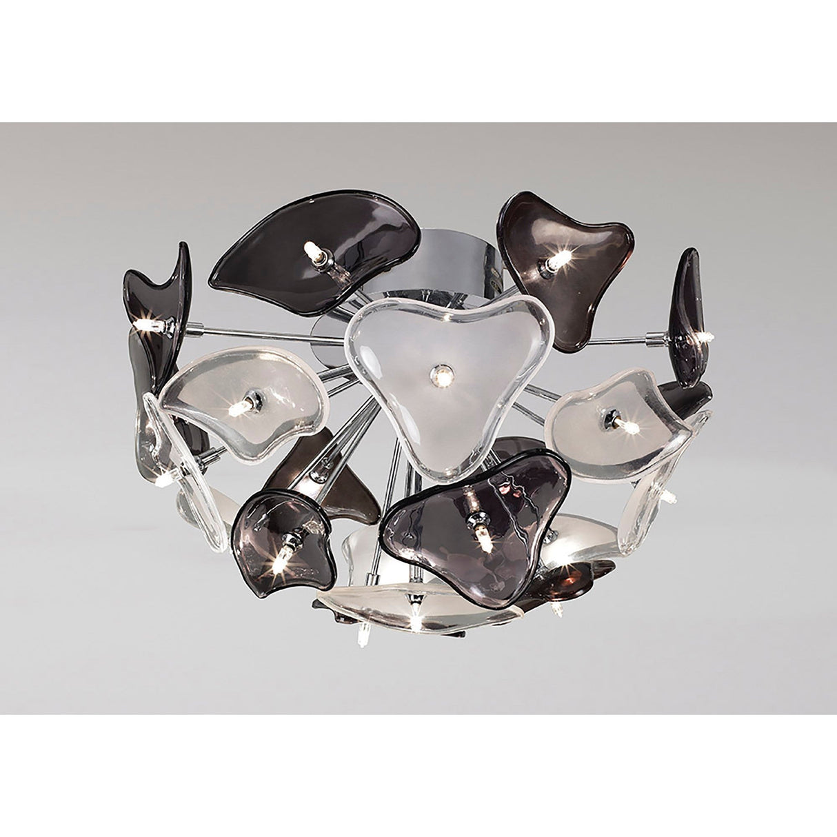 Otto 21 Light Semi-Flush Ceiling Light - Frosted Glass Chrome