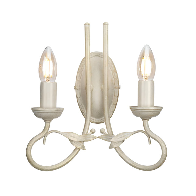 Olivia 2 Light Wall Light - Ivory/Gold Patina