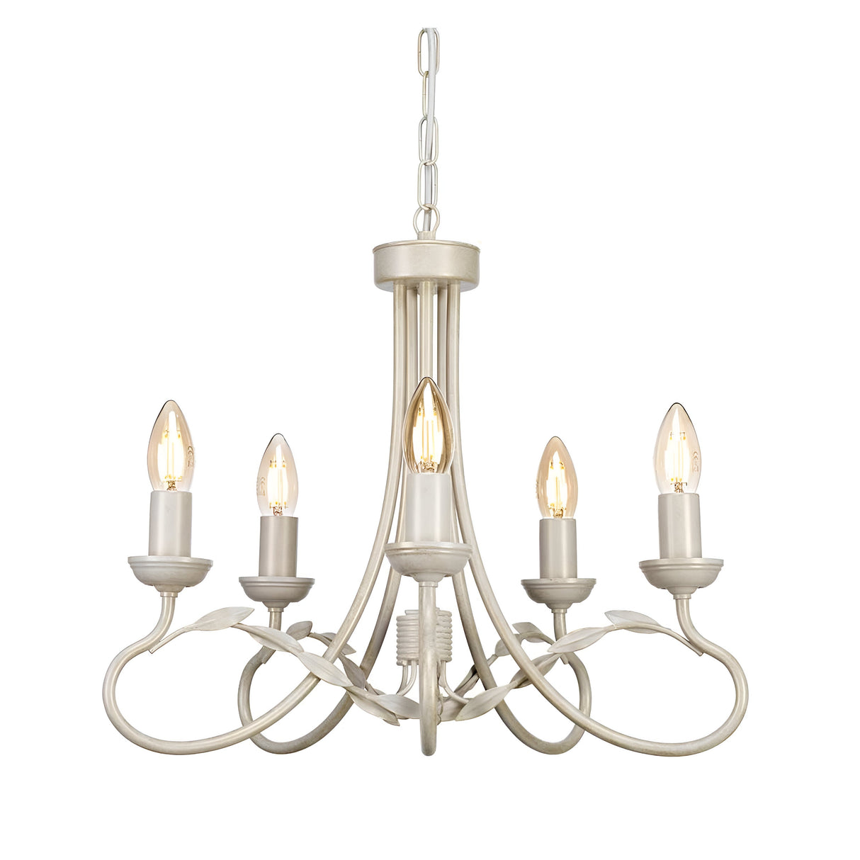 Olivia 5 Light Chandelier - Ivory/Gold Patina