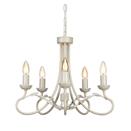 Olivia 5 Light Chandelier - Ivory/Gold Patina