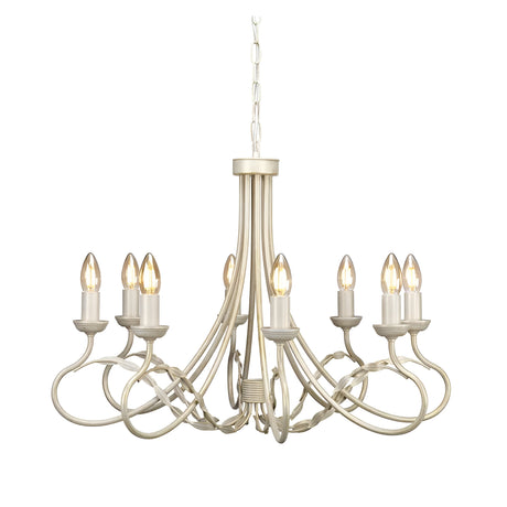 Olivia 8 Light Chandelier - Ivory/Gold Patina