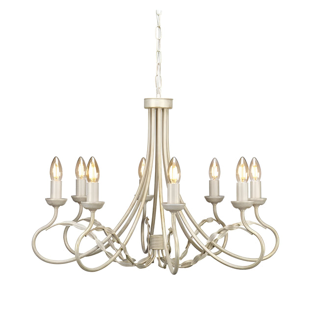 Olivia 8 Light Chandelier - Ivory/Gold Patina