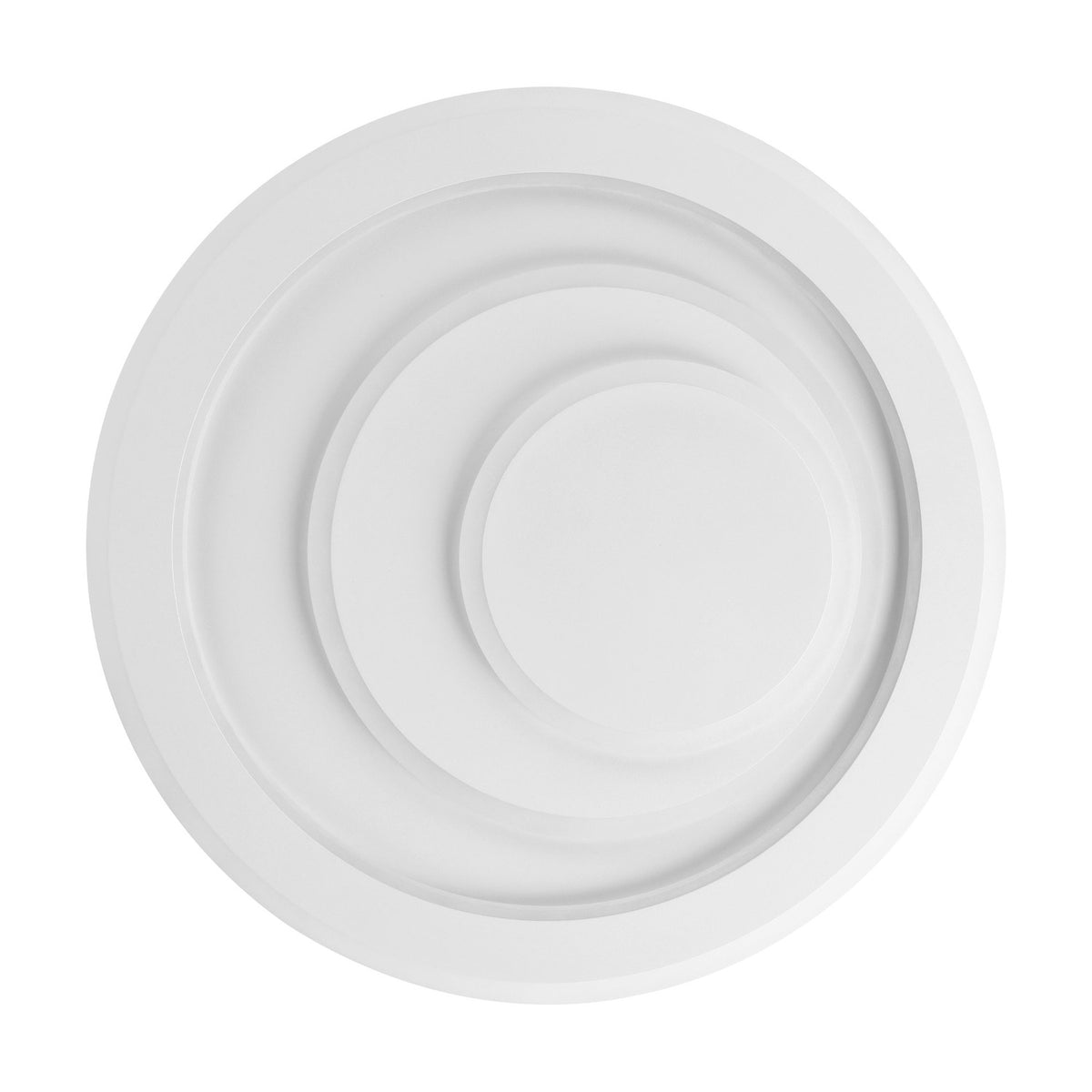 Palagiano 1 LED flush ceiling light, 48cm round white fixture with layered off-centre rings for a stepped effect, shown on a plain white background.