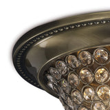 Paloma 2 Light Small Crystal Flush Ceiling Light - Antique Brass
