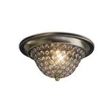 Paloma 2 Light Small Crystal Flush Ceiling Light - Antique Brass