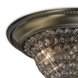Paloma 2 Light Medium Crystal Flush Ceiling Light - Antique Brass
