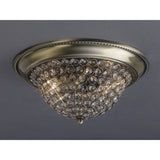 Paloma 2 Light Medium Crystal Flush Ceiling Light - Antique Brass